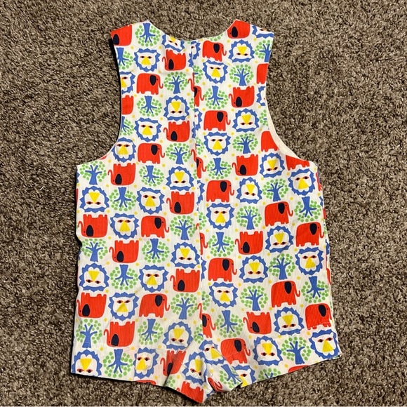 Vtg 60s Goodlord Tailored short overalls Elephant Red white blue 12M - Picture 5 of 7